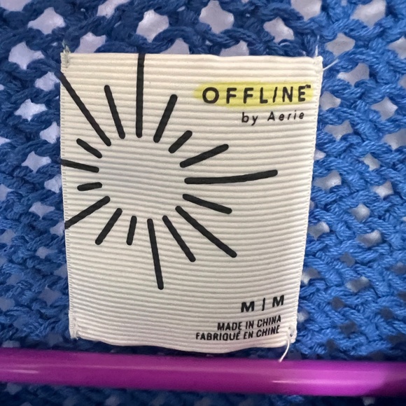 Offline By Aerie Cobalt Blue Crochet Knit Sweater Tank Cropped Size Medium - Picture 6 of 6